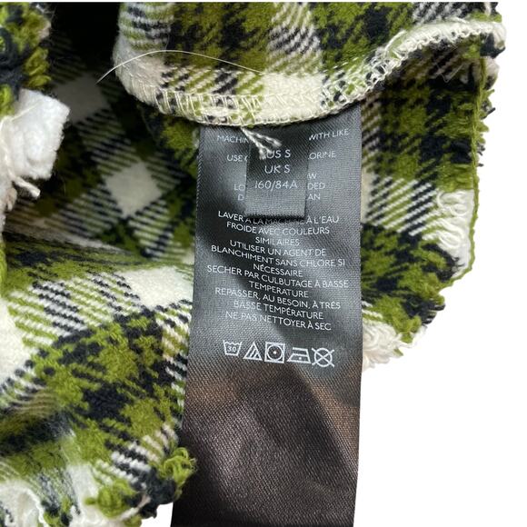 BDG Urban Outfitters Claire Cropped Flannel Shirt Jacket In Green Multi Sz Small - Picture 8 of 8